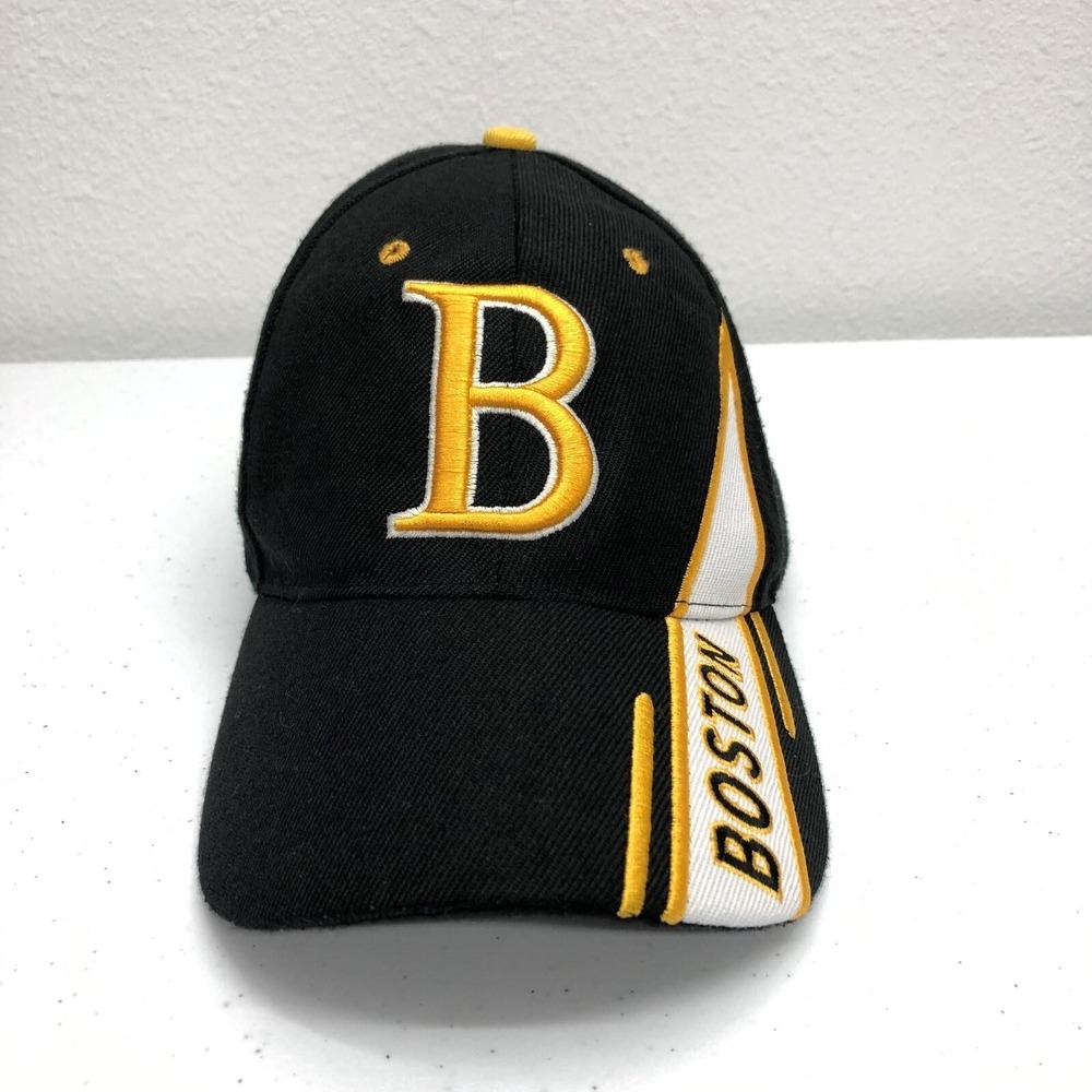 Boston Hat Cap Strap Back Mens One Size Black Yellow Sports Bay State Apparel